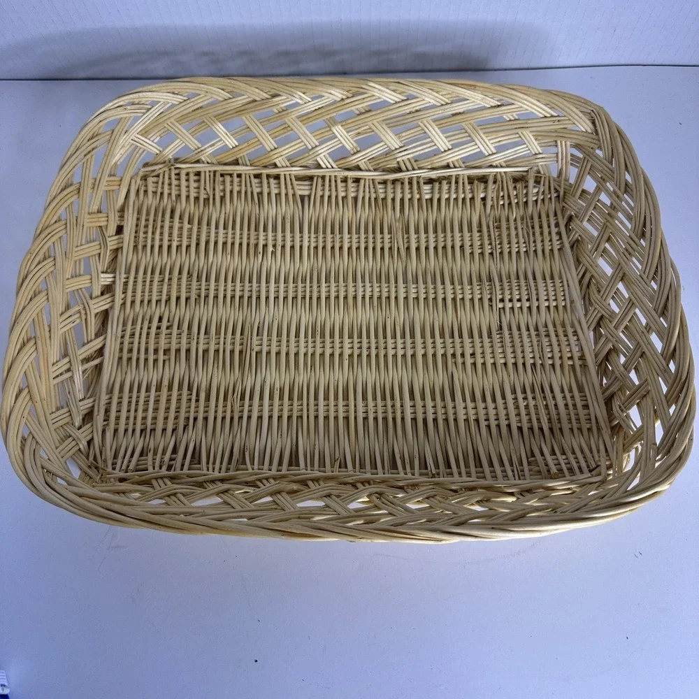 Rectangle Natural Wicker Woven Basket Bread Tray‎ Table Cottage Core